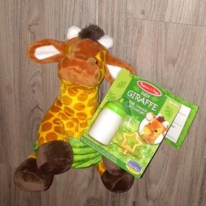 Melissa and Doug Feed, Change, and Comfort Baby Giraffe Plush Doll Bottle